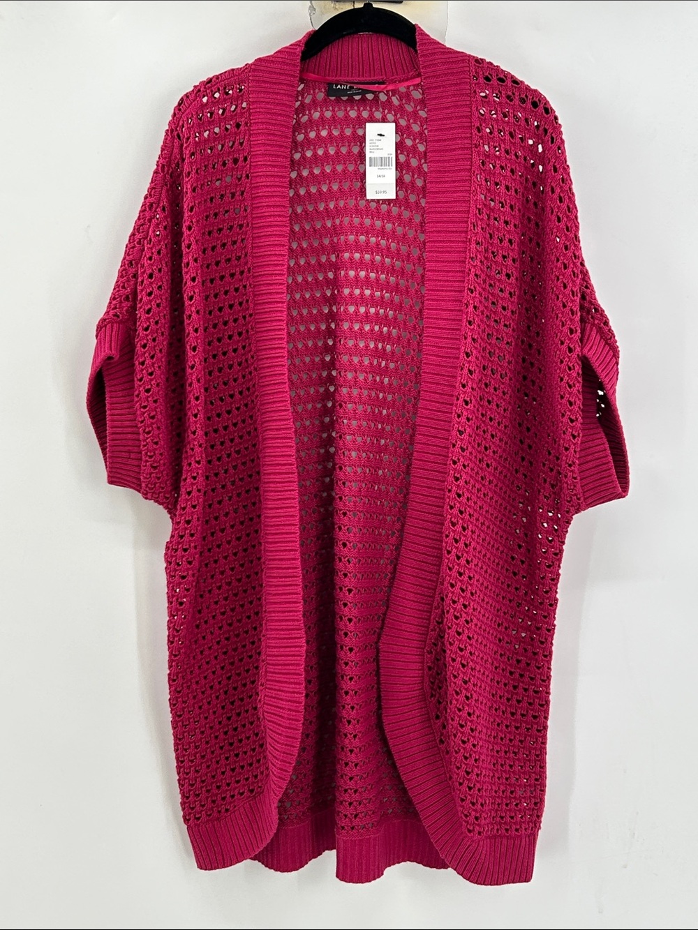 Lane Bryant Open Knit Raspberry Pink Cardigan Size 14/16 Brand New With Tags